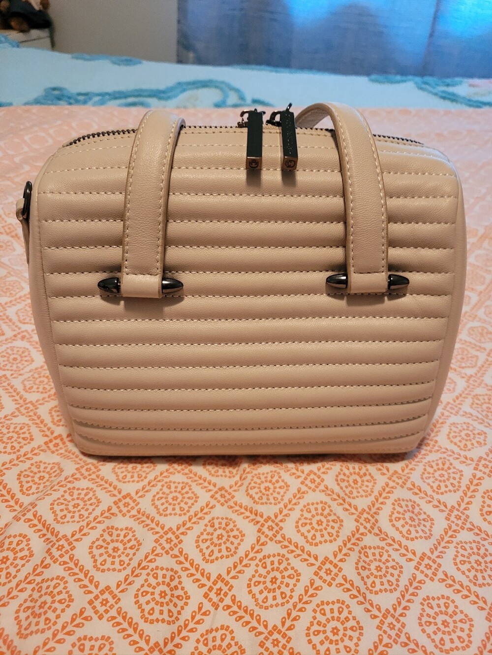 Celine Dion Quilted Cream/Stone Satchell Bag